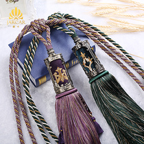 Original design French high quality curtain hanging ball strap hand woven retro decorative tie rope long tassel hanging ear