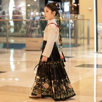 Черный комплект из жемчуга, воротник, повязка на голову, круглый веер, в цветочек