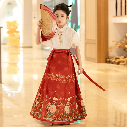 Летняя юбка, детское ханьфу, китайский стиль