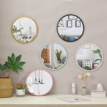 Kindergarten bathroom iron edge round mirror hanging on the wall without punching round toilet toilet bathroom mirror makeup mirror wall