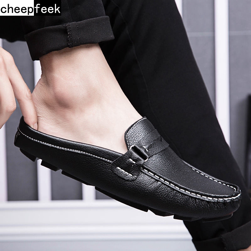 Half tug of beans Bean Shoes Men Drive Sloth A Foot Pedal Without Heel Driving Shoes Spirit Little Guys Summer And Half Tug Teasing Shoes