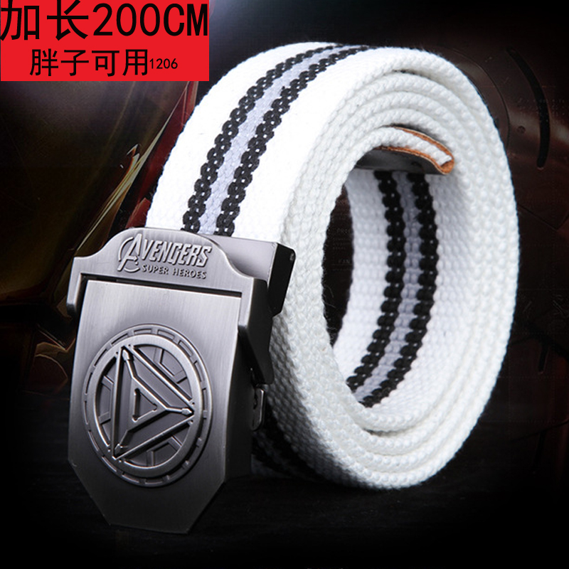 Male and female full black large red belt male waist rope cloth canvas belt striped fat person pants with lengthened 200 chubby