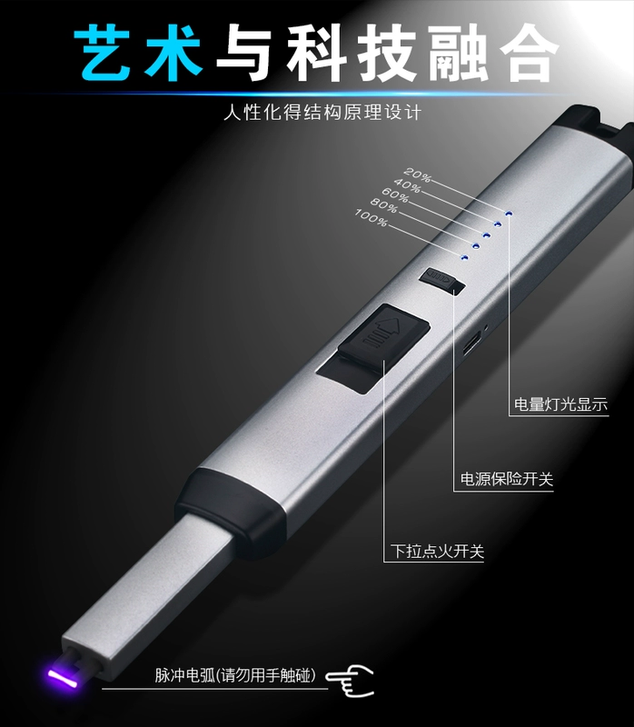 Sạc chính hãng USB xung bếp bếp gas đánh lửa dính cá tính sáng tạo kim loại nhẹ hơn - Bật lửa bật lửa điện plasma