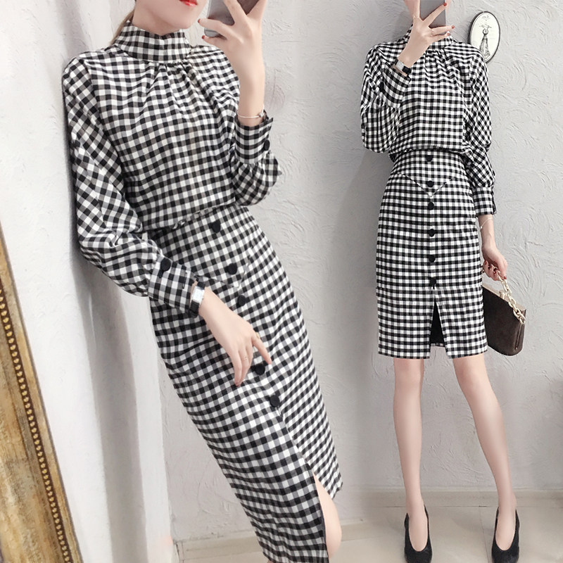 2022 Spring Dress New Goddess Van Suit Dress Feminine Temperament Spring Fashion Plaid Dresses Two Sets Slim Fit