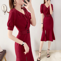 Ladies dress 2022 new Summer Woman Taste Clothes Temperament Goddess Fan Tail skirt in a long dress