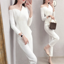 Summer white suit female 2021 new fashion temperament small fragrance goddess fan pants net red two-piece western style