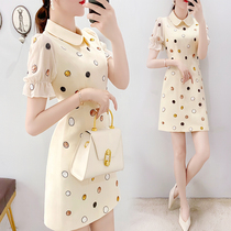 Light and luxurious high-end name Yuanyuan Petty Incense Storm Dot with dress 2022 New spring A character dress Childrens temperament Skinny Xia