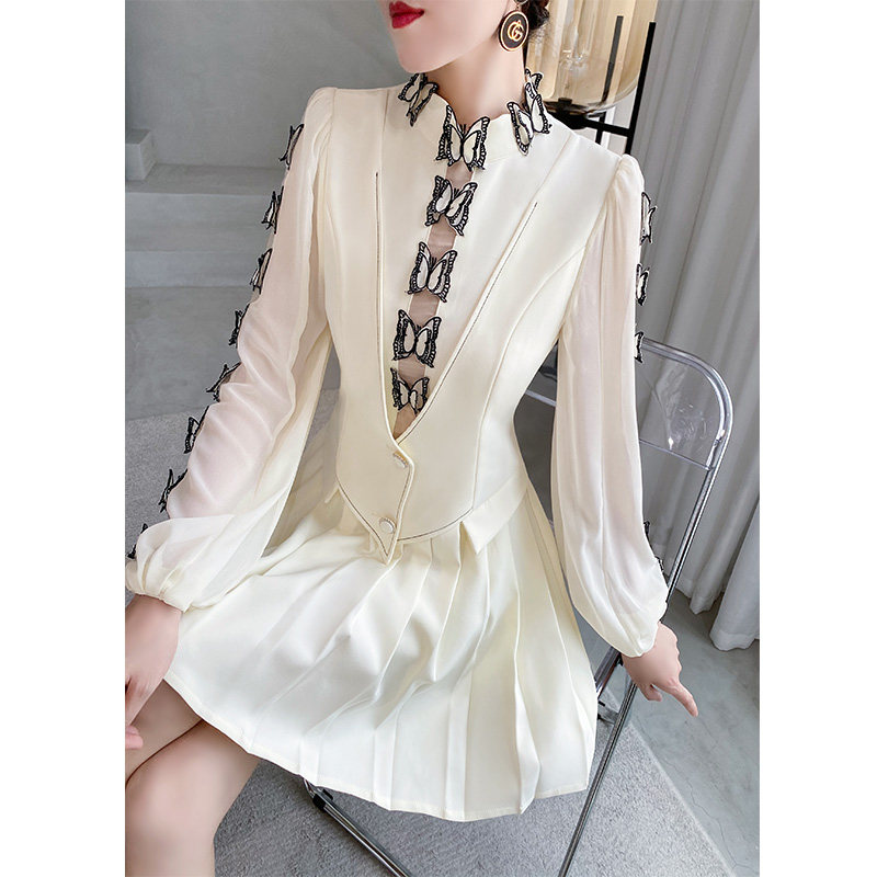 Early fall High level Sensation Temperament Famous Goddess Van Tea Hysteria Little Sub Another A Couple 100 Of 100 Pleats Dress-Taobao