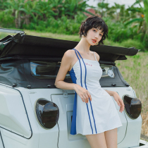 Swimsuit female Conservative student Korean sweet hipster belly thin girl sports split fairy fan swimsuit