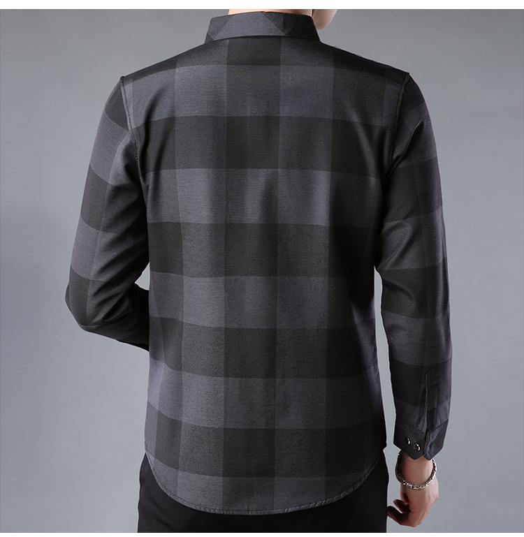 Playboy mùa thu và mùa đông nam áo ấm kẻ sọc trung niên kinh doanh cotton giản dị cộng với áo nhung dày rộng áo sơ mi nam đẹp