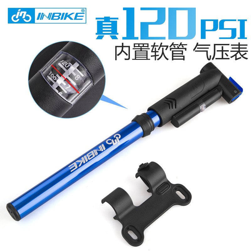 INBIKE high pressure road car pump with barometer portable mini inflatable pump basketball bike accessories