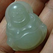 (Welfare in the store) (Jade material is warm and moist) Qinghai Jade (green and white jade)--Smile always open pendant--3#