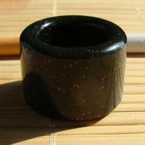 (Antique) (Jade material is warm and moist) Qinghai Jade (Black Sapphire--with copper ore points)--Finger-15#