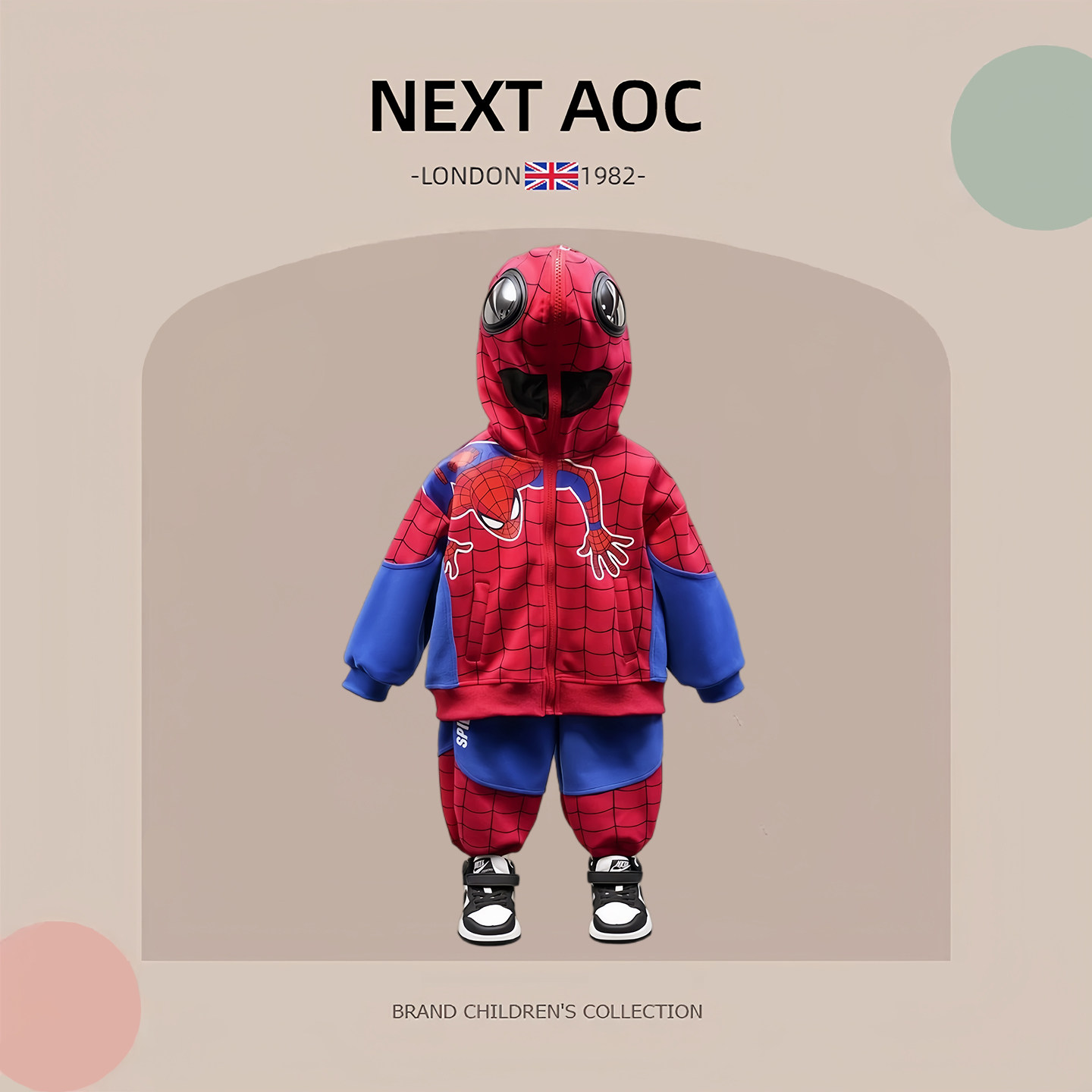 ชุดเสื้อผ้าแมงมุมสำหรับเด็ก แนวฮาโลวีน แบรนด์ British Next Aoc ชุดกีฬาสุดหล่อสำหรับเด็กผู้ชาย ฤดูใบไม้ร่วงและฤดูหนาว ผ้าฝ้ายแท้