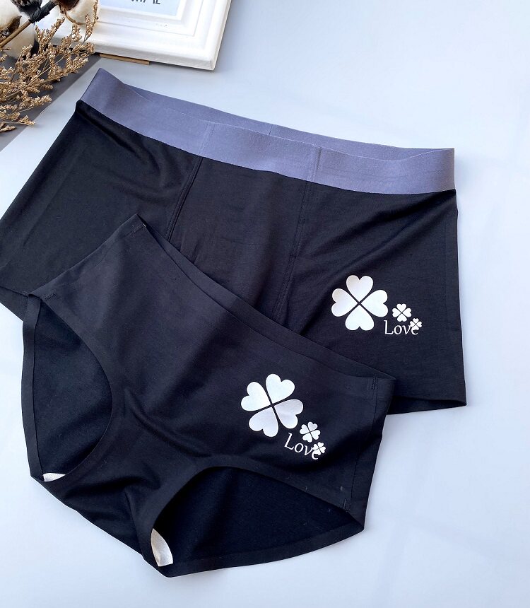 Couple underwear romantic love seamless comfortable modal sexy black couple underwear gift box