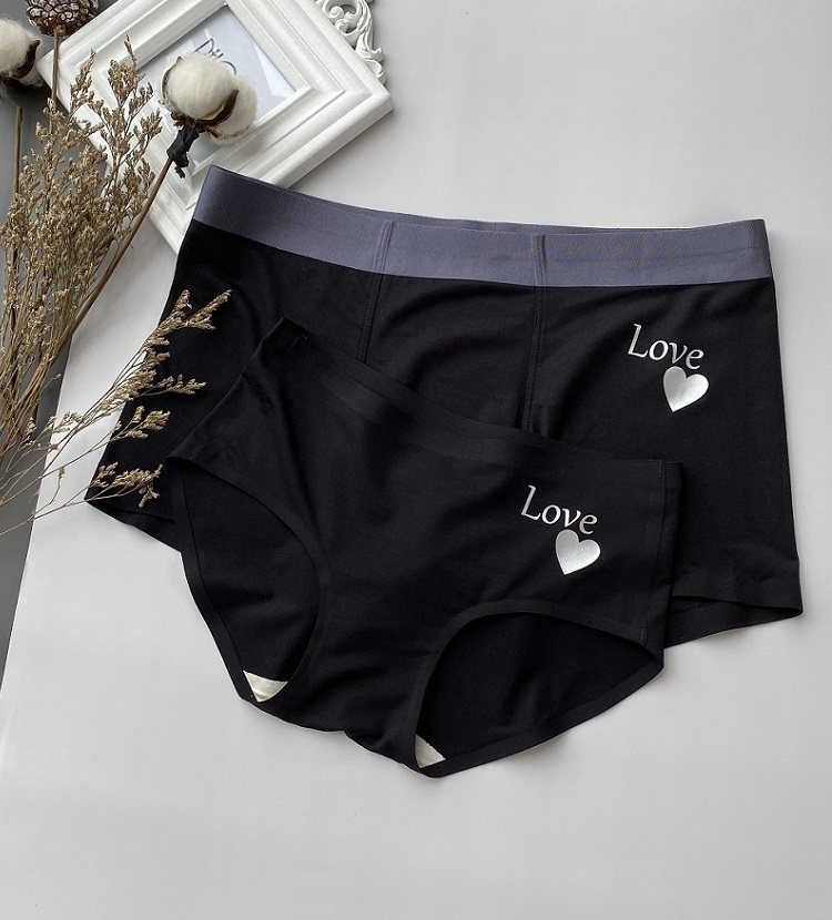 Couple underwear romantic love comfortable modal cotton seamless cute couple underwear gift box