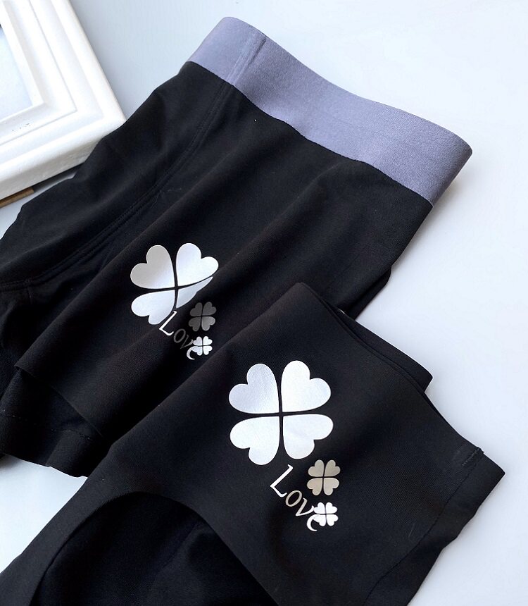 New Arrival Couple Underpants Lucky Clover Comfortable Modal Sexy Black Couple Underpants Gift Box