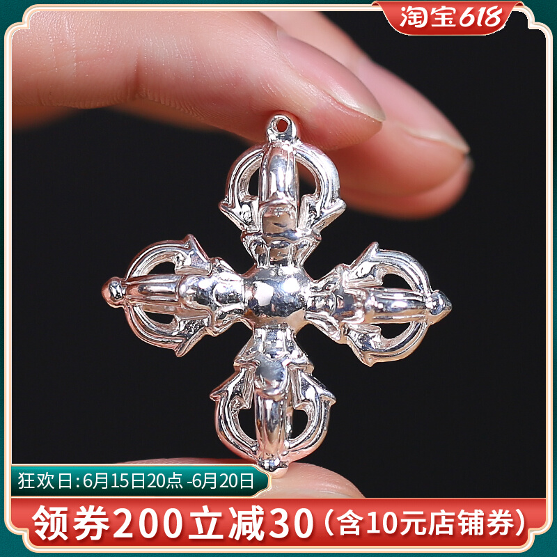 Whermei Pure Silver Five Diamond Pestle Male Couple Pendant Pendant Necklace Boutique Downpestle Big