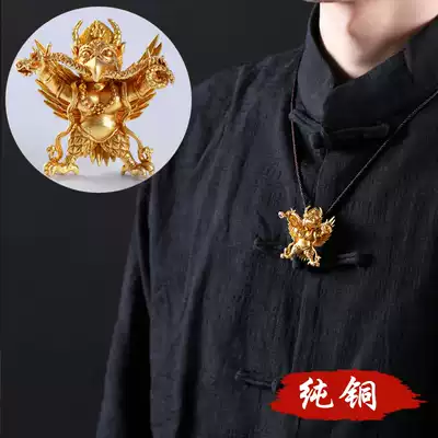 Jinghong pure copper Nepalese Tantric Hair Care Gold Winged Dapeng Bird Pendant Amulet Buddha Statue pendant Magic Pestle Large