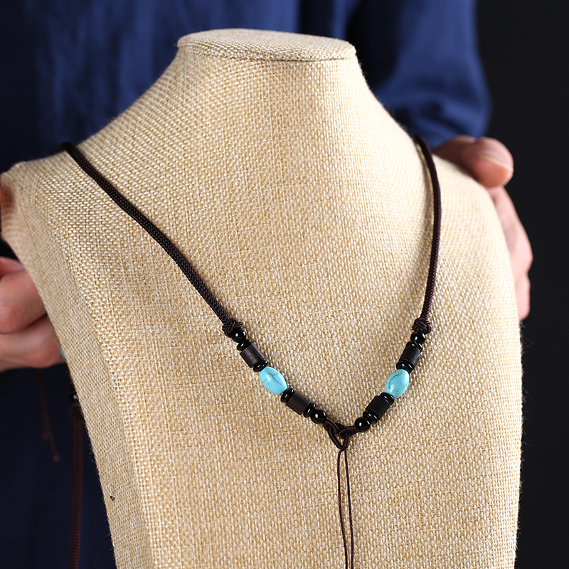 Hair dressing Necklace Handwoven Pendant Ornaments Gau Hanging Rope Jade Beads Neck Rope Accessories Necklace Coarse Rope Men And Women Personalities