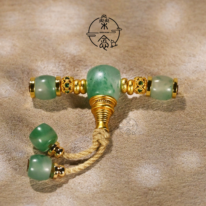 9mm Natural African Jade Split Three-Way Gold-Plated Inlaid Universal Energy Bead Set for Bracelets and Accessories 9mm Natural African Jade Split Three-Way Gold-Plated Inlaid Universal Energy Bead Set for Bracelets and Accessories