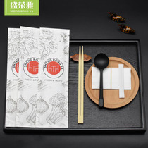 Shengrongya disposable chopsticks four-piece set Kraft paper thickened bamboo chopsticks spoon napkins takeaway tableware bag