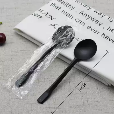 Sheng Rongya disposable plastic soup spoon simple packaging knife and fork black Frosted Rice spoon delivery tableware dessert spoon