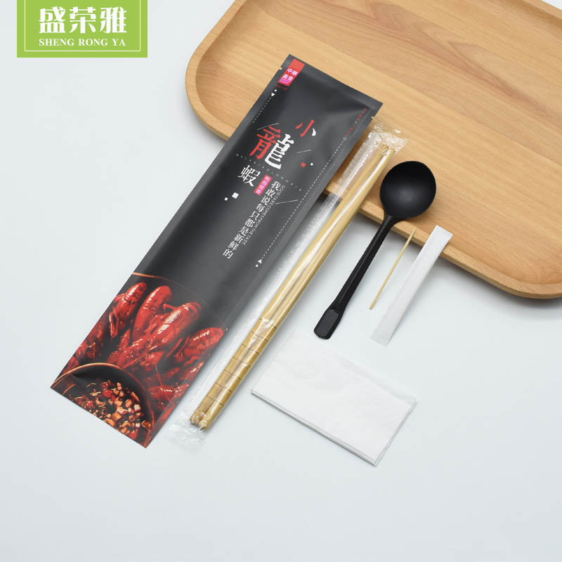 Sheng Jung Ja Disposable Chopsticks Carbonated Hot Pot Lengthened Chopstick Spoon Wet Towel Glove Flossing Suit Chopsticks Four Sets