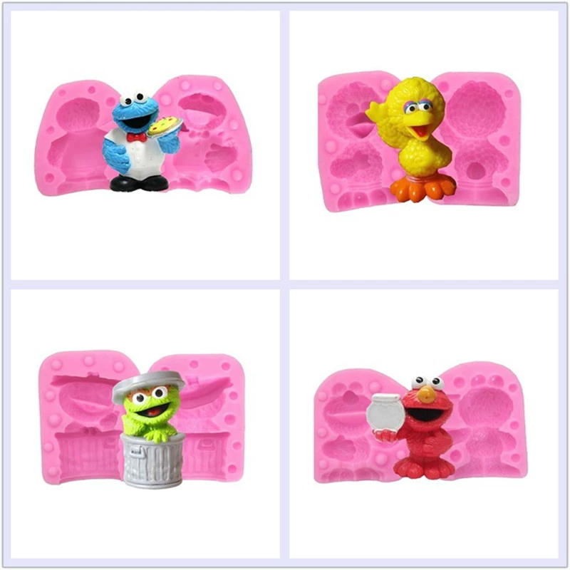 Sesame Street 3D Character Agar-agar Khuôn silicone Fondant Chocolate Mousse Khuôn trang trí bánh - Tự làm khuôn nướng