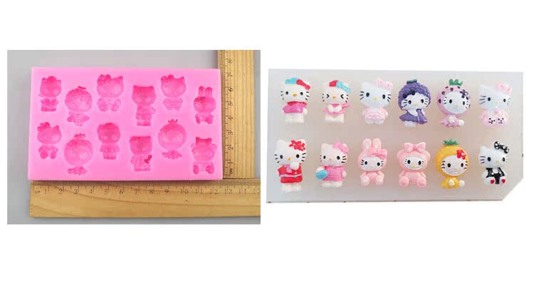 Kitty mèo biểu hiện bộ sưu tập tự làm handmade phim hoạt hình silicone khuôn fondant / khuôn pudding khuôn bánh bao