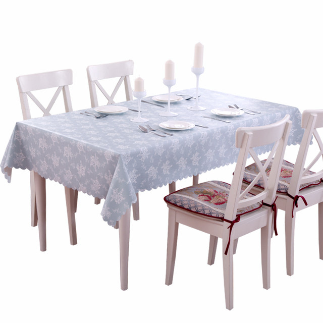 ແບບເອີຣົບ lace pvc ກັນນ້ໍາ, ຕ້ານການ scald ແລະນ້ໍາ, ບໍ່ມີການລ້າງຕາຕະລາງສີ່ຫລ່ຽມສີບົວ plaid, ຫ້ອງຮັບແຂກ dining tablecloth