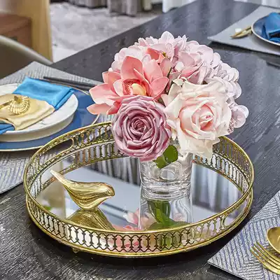 Modern American European Classical light luxury Nordic mirror metal fruit basket Living room Bedroom coffee table Jewelry storage tray