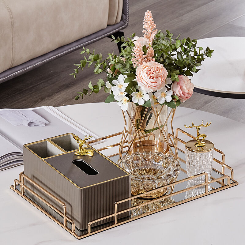 Modern Light Lavish Living Room Home Light Lavish Tea Table Crammy Table Leather Multifunction Remote Control Paper Towel Box Suit-Taobao