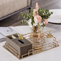 Modern light luxury living room home light luxury coffee table paper box dining table leather multi-function remote control tissue box set