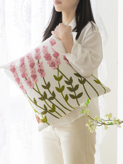 依兮沙发抱枕花朵纯棉刺绣抱枕套不含芯客厅沙发靠垫床上抱枕高级