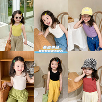 Childrens cotton Korean version of the short sleeveless top 2021 summer girls baby soft ultra-thin camisole tide