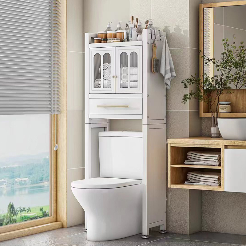 Bathroom Storage Rack Above the Toilet, Storage Cabinet in the Gap Behind the Toilet, Floor-Standing Multi-Layer Bathroom Storage Shelf with Doors Bathroom Storage Rack Above the Toilet, Storage Cabinet in the Gap Behind the Toilet, Floor-Standing Multi-Layer Bathroom Storage Shelf with Doors