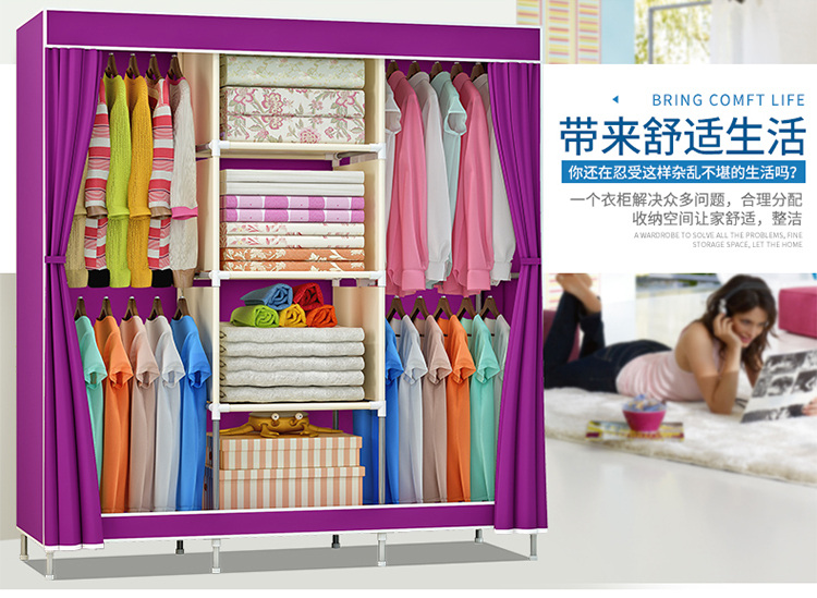 Suo Ernuo lớn bụi vải củng cố đơn giản tủ quần áo gấp tủ quần áo vận chuyển tủ quần áo - Buồng tủ nhựa để giày