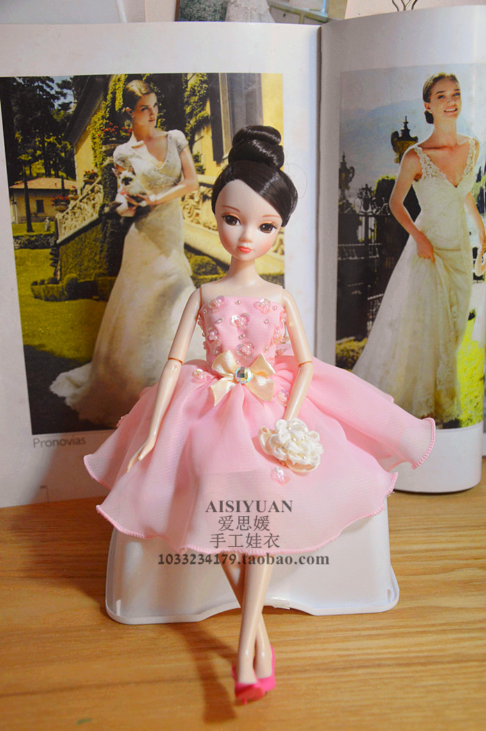 [爱 思 媛 娃 衣] DIY handmade quần áo trẻ em phụ kiện búp bê đồ chơi màu hồng tím váy ngắn 2 màu sắc búp bê bé na