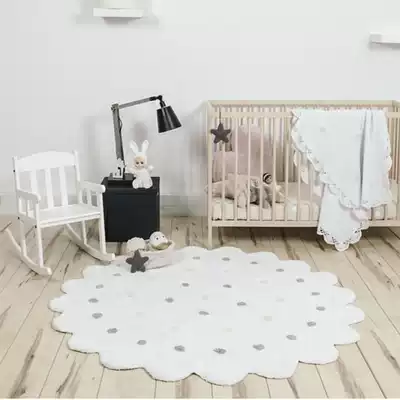 INS children's floor mat polka dot wave edge lush cotton round blanket climbing mat game blanket Nordic home decoration