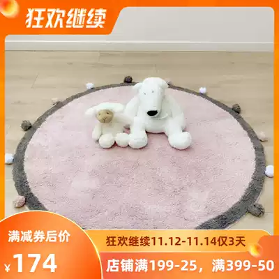 Nordic pom mat INS children's room plush cotton ball carpet game blanket cotton skin mat