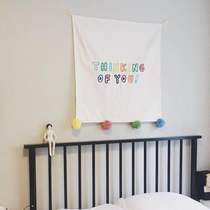 Wall painting Door curtain Nordic style embroidery letter fabric hanging painting Wall decoration Pure cotton canvas door stall cloth curtain curtain