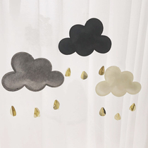 Clouds hanging cute felt raindrops cloud sky hanging wall pendant Gold glitter home decoration