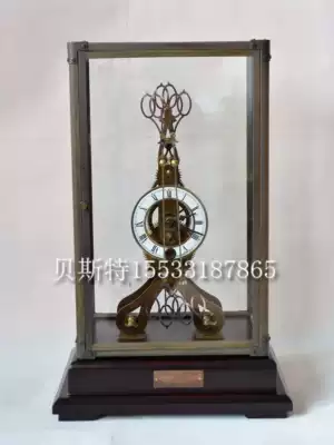 New scissors clock brass material mechanical fun pendulum clock European home glass cover creative craft clock decoration