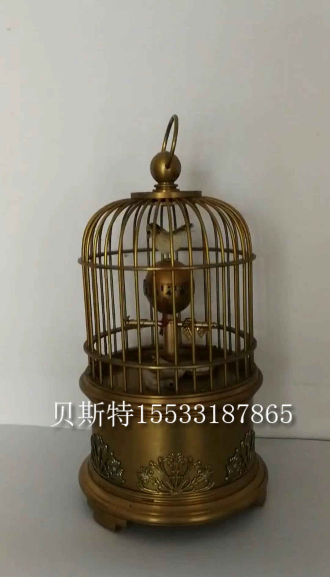 Bird cage clock mechanical pure copper alarm clock ringing music interesting dynamic clock