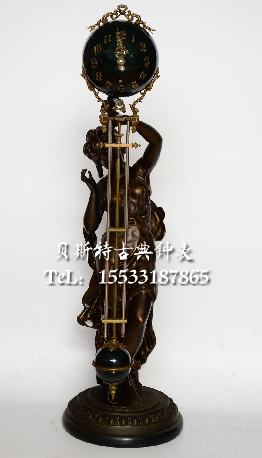 Pendulum Clock Mechanical Pure Copper European Classical Clock Pendulum Clock Western Figure Imitation Palace Palace Fireplace Villa