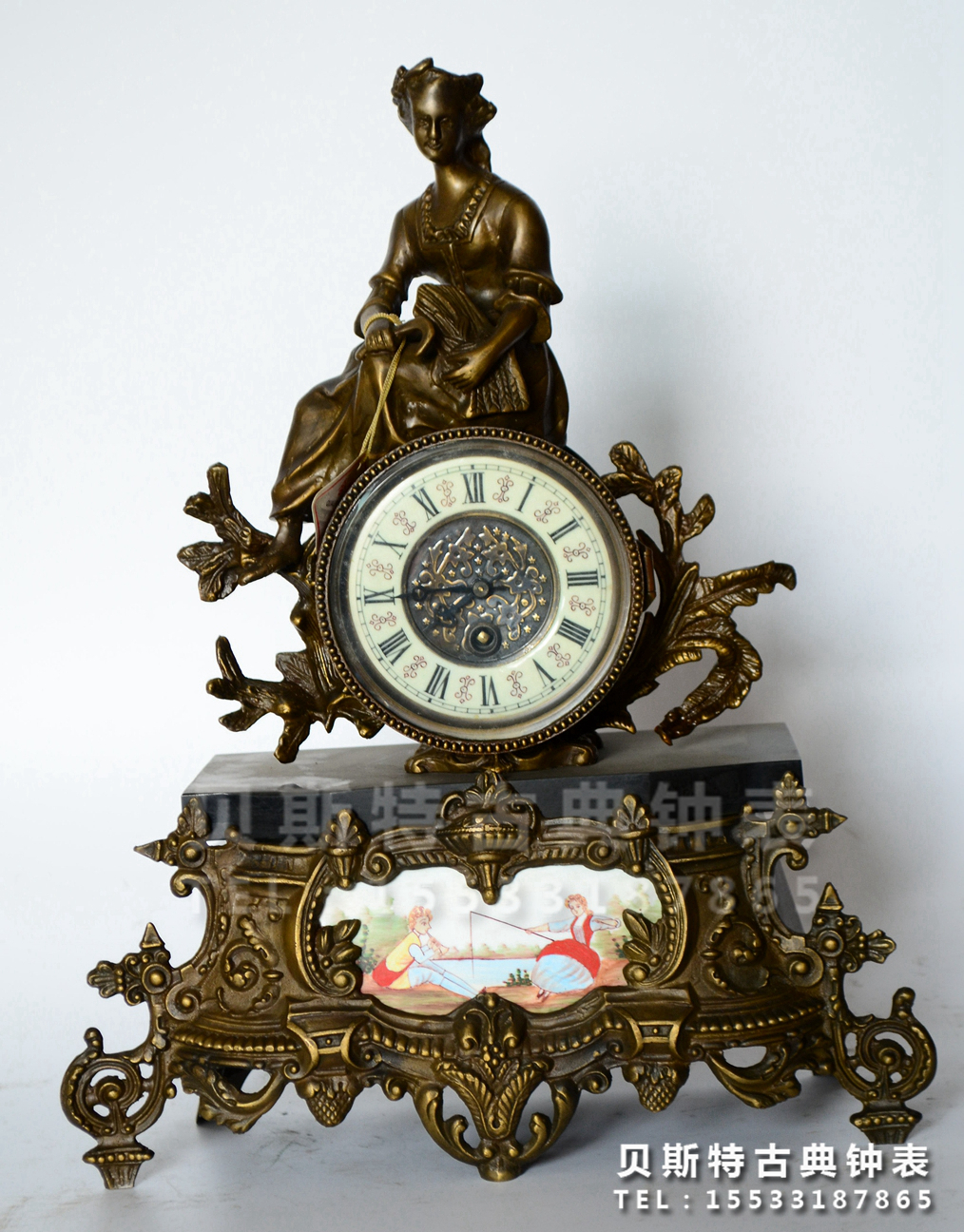 Clocks and watches European classical clock Antique mechanical pure copper clock Model room Movie props Palace clock Western