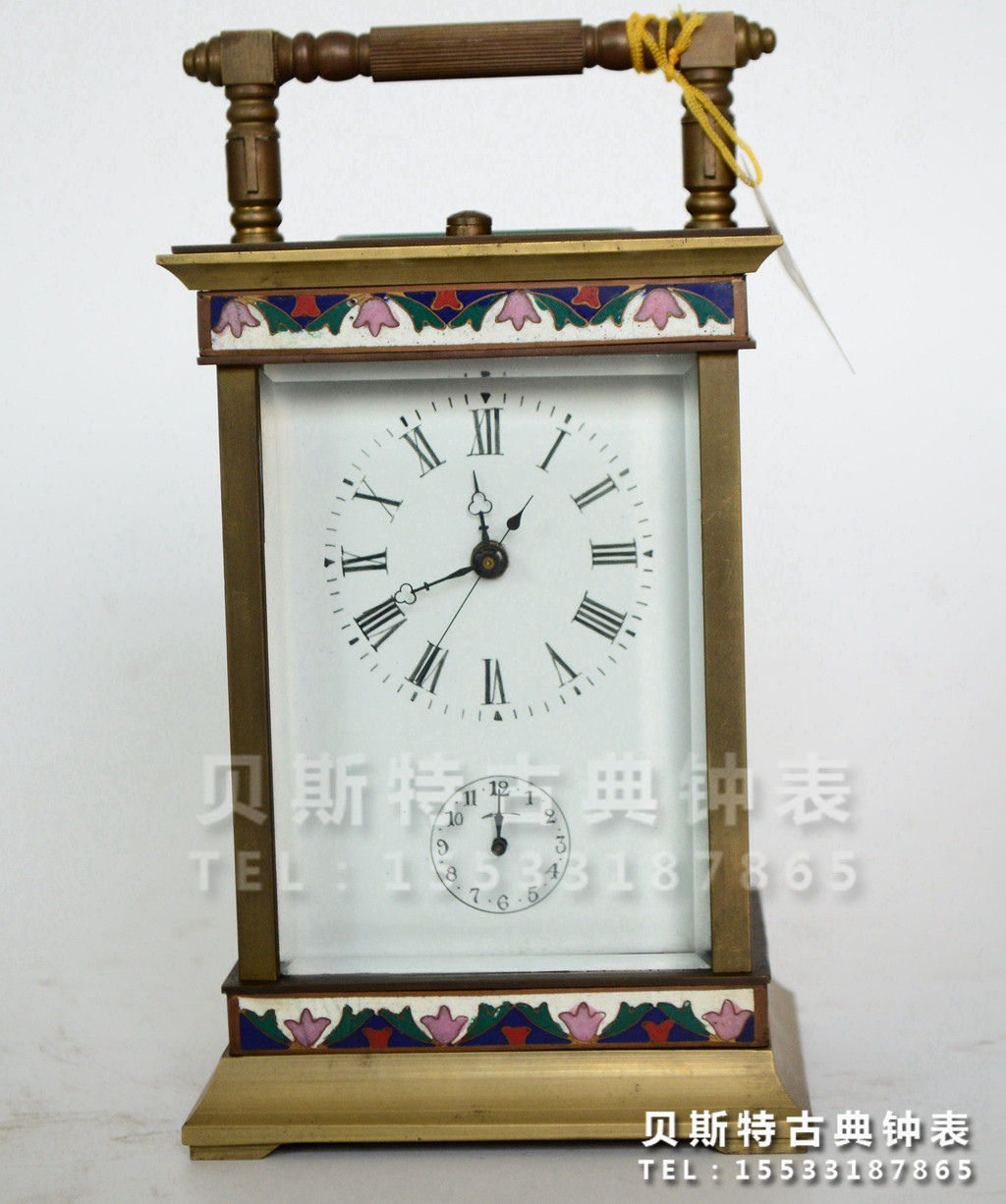 Leather jacket bell classical machinery pure copper to play with seat bell European style leather bucket bell painting porcelain Jingtai blue leather jacket and watches