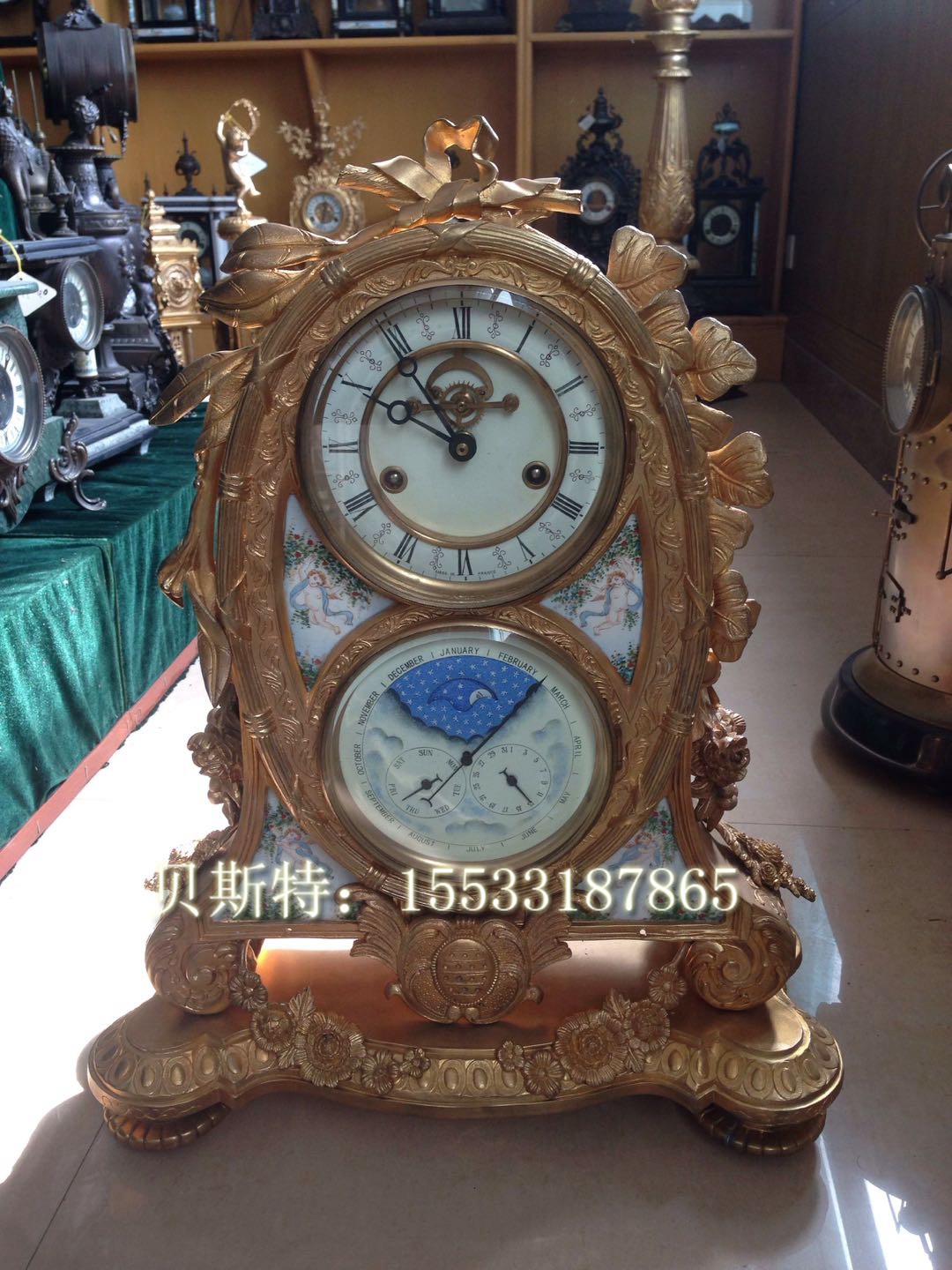 Clocks and watches Pure copper classical mechanical clocks Stars, sun and moon cast bronze clocks Old-fashioned clockwork Antique European clocks