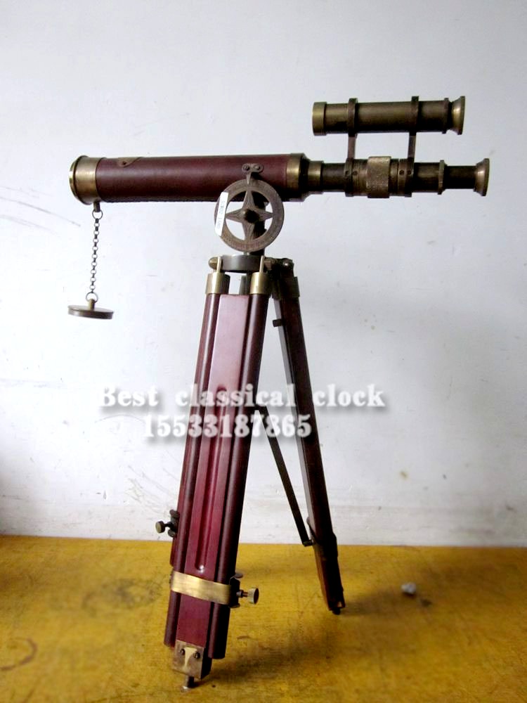 Telescope Old-fashioned pure copper Retro telescope Classical home decoration Club villa decoration Antique